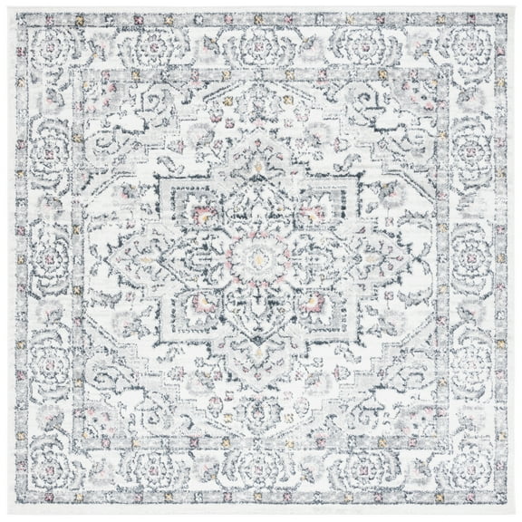 SAFAVIEH Layla Clayton Oriental Area Rug, Ivory Grey/Charcoal, 6'7" x 6'7" Square