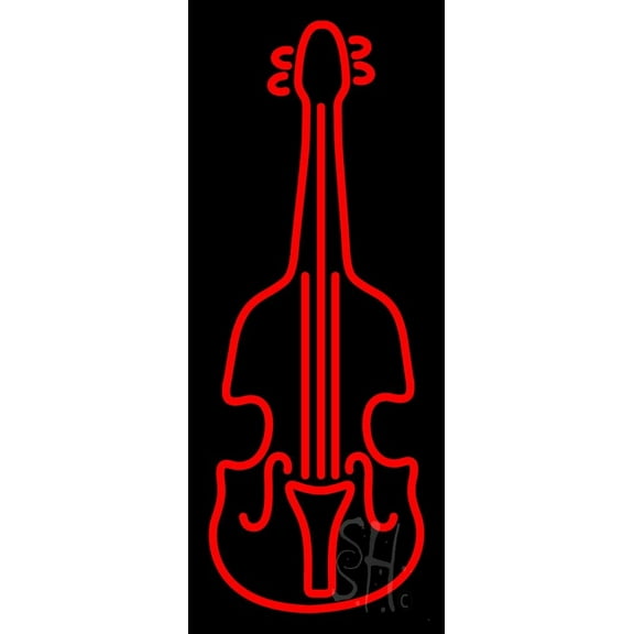 Red Violin Logo 1 LED Neon Sign 24" Tall x 10" Wide - inches Black Square Cut Acrylic Backing, with Dimmer - Premium built indoor Sign for Studio, Club, Home décor, Event, Workshop, Storefront.