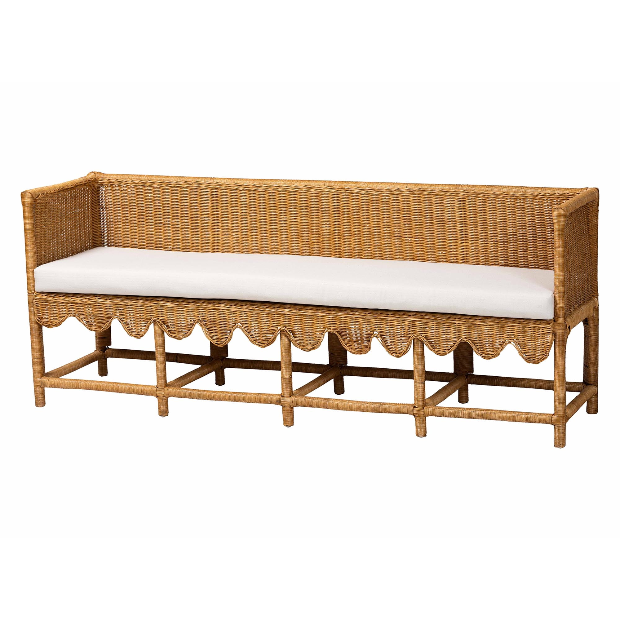 bali & pari Serenay Boho Dining Bench, 77", Natural Rattan