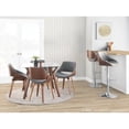 thumbnail image 4 of Fabrizzi Mid-Century Modern Adjustable Barstool With Swivel In Chrome, Walnut And Grey Noise Fabric - Set Of 2, 4 of 12