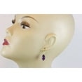thumbnail image 5 of 14k Yellow Gold Purple Simulated Amethyst Earrings Faceted Marquise Cut Dangle Teardrops for Adult Women, 5 of 5