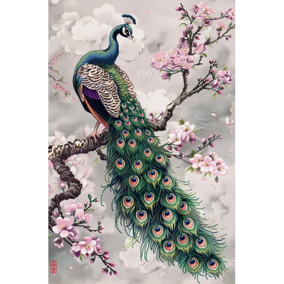A Peacock with Feather DIY 11CT Stamped Cross Stitch Kits for Beginners Easy Needlepoint Embroidery Counted Cross Stitch Art Craft for Wall Decoration 12x16inch(5)