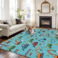 thumbnail image 2 of Teal Construction Vehicle Area Rugs 5'x7', Washable Small Throw Rugs for Laundry Room Playroom, Modern Excavator Crane Indoor Outdoor Rug Non-Slip Low Pile Carpet Runner Reversible Floor Mats, 2 of 8