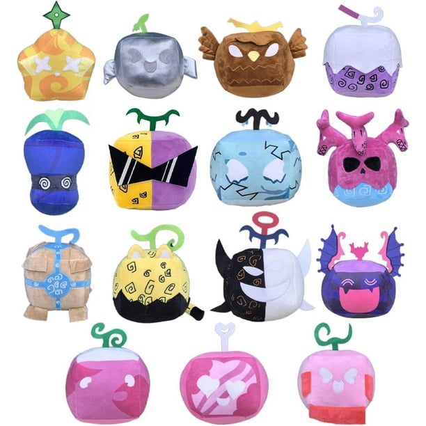 Ecqizer Blox Fruits Plush Fruits Game Plush Leopard Plush Dough Plush Fruits Box Falcon Dragon Plush para regalo de cumpleaños de Navidad (8 piezas)