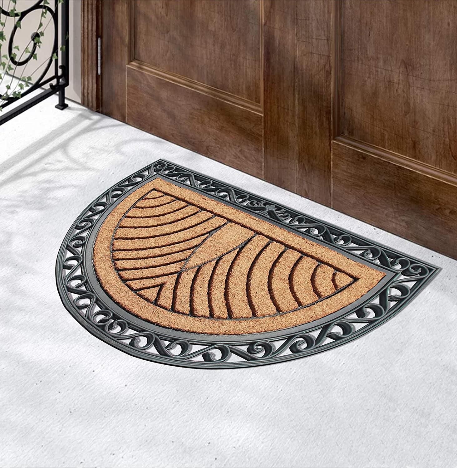 A1HC Natural Coir & Rubber Door Mat 30x48, Thick Durable Doormats for Outdoor Entrance, Heavy Duty Large Size Doormat, Anti-Shed Doormat, Fade-Resistant Door mat Half Round