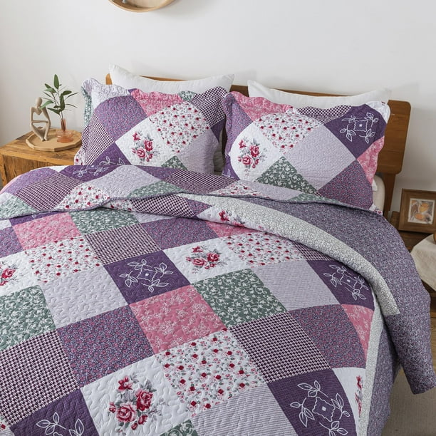 Honeilife Juego De Ropa De Cama Queen – Juego De Edredón De Microfibra De 3 Piezas, Colchas Ligeras, Colchas Reversibles, Funda De Cama Retro, Juego De Cama Floral, Edredones Para Todas Las Estaciones