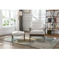 thumbnail image 4 of Guyou Mid Century Accent Chair and Ottoman Set, Upholstered Linen Fabric Armchair Comfy Single Sofa Lounge Chair with Wooden Frame for Fireplace Bedroom Living Room Study, White, 4 of 13