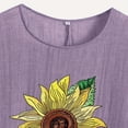 thumbnail image 5 of Feancey Womens Casual Tops Short Sleeve Linen Blouse Summer Boho Floral Print T Shirts Side Slit Loose Crewneck Tee Vintage Beach Vacation Tshirt Daily Clearance Sale Purple XXL, 5 of 5
