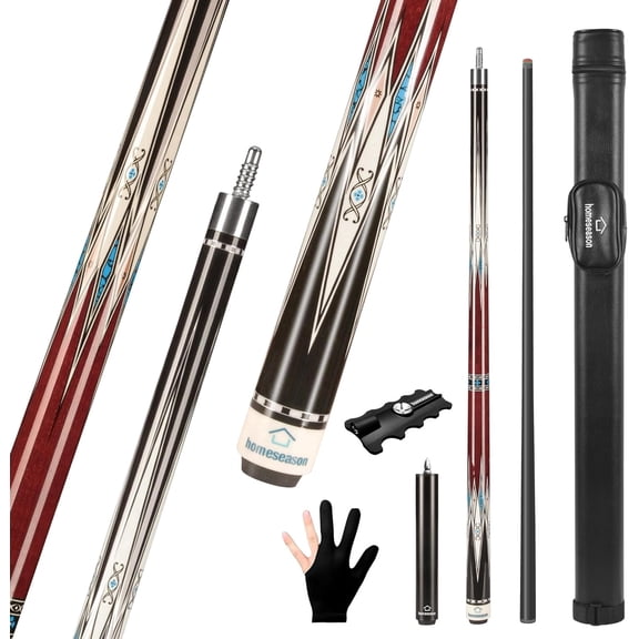Carbon Fiber Pool Cue 58" with Leather Bag Extender Extension Rod Professional Pool Stick 18oz 12.5mm 4-Layer Tip Low Deflection Cue Stick, 3*3/8 Joint Pin, Ultra-Smooth, Billiard Cue Sticks