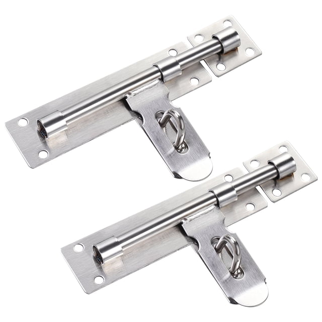 2pcs 8inches Durable Stainless Steel Door Lock Buckle Lock Bolt Lock for Door and Window Sliding Lock