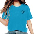 thumbnail image 1 of AherBiu Hauts d'Été pour Femmes Manches Courtes T-Shirts Confortables Imprimé Cœur Col Rond Basiques Blouse, 1 of 5
