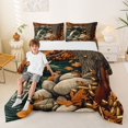 thumbnail image 2 of Castle Fairy Vintage Stream Trout Fish King Size Comforter Sets 3pcs,Rustic Shotgun Autumn Scene Comforters King Size,Rust Olive,Reversible,1 Comforter and 2 Pillowcases, 2 of 6