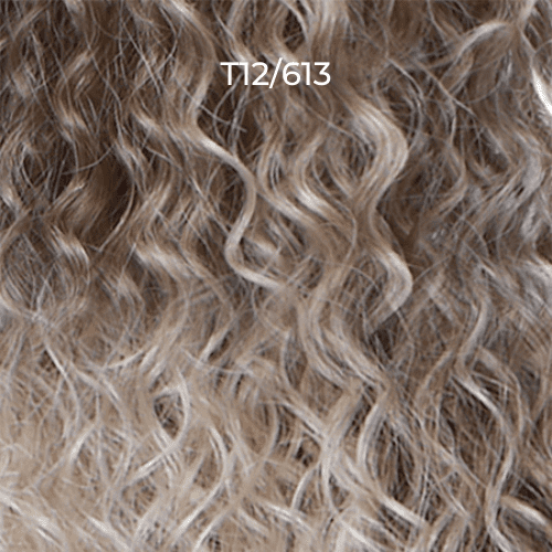 Miss Origin 12A Natural Beach Curl 14-16-18" Bundle Hair Designer Mix 5" Lace Part Closure Human Blend Weave Hair By Bobbi Boss (COLOR: T12/613)