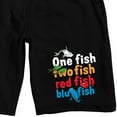 thumbnail image 2 of One Fish Blue Fish Multicolor Title Text Adult Black Sleep Pajama Shorts-XL, 2 of 4