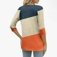 thumbnail image 3 of Ounisa Women's Color Block Tops Casual 3/4 Sleeve Tunic Button Up Clothes V Neck Pullover Loose Shirts, 3 of 5