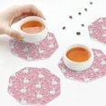 thumbnail image 7 of Pofeuu Rabbit And Flower Print Leather Coasters Set of 6, Round Cups Mugs Mat Pad for Home Kitchen Heat Resistant Drink Coasters,Octagon, 7 of 7