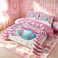 thumbnail image 3 of meiyoeat Kawaii Bowknot Baseball Quilt King for Girls, Sweet Bow Ice Cream King Coverlet Set, Pink Blue Yellow, 3-Piece, 1 Comforter and 2 Pillowcases, 3 of 7
