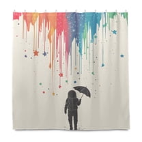 Yayeee Shower Curtain with Hooks 72"x72" Waterproof Fabric Bathroom Hanging Decor, Black Astronaut