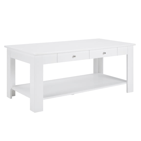 Convenience Concepts Designs2Go 2 Drawer Baja Coffee Table with Shelf, White