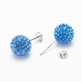 thumbnail image 3 of Valentines Day Gift for Her 925 Sterling Silver Austrian Crystal Rhinestone Stud Earrings Ball Stud Earrings Round 206_Sapphire 8mm, 3 of 4