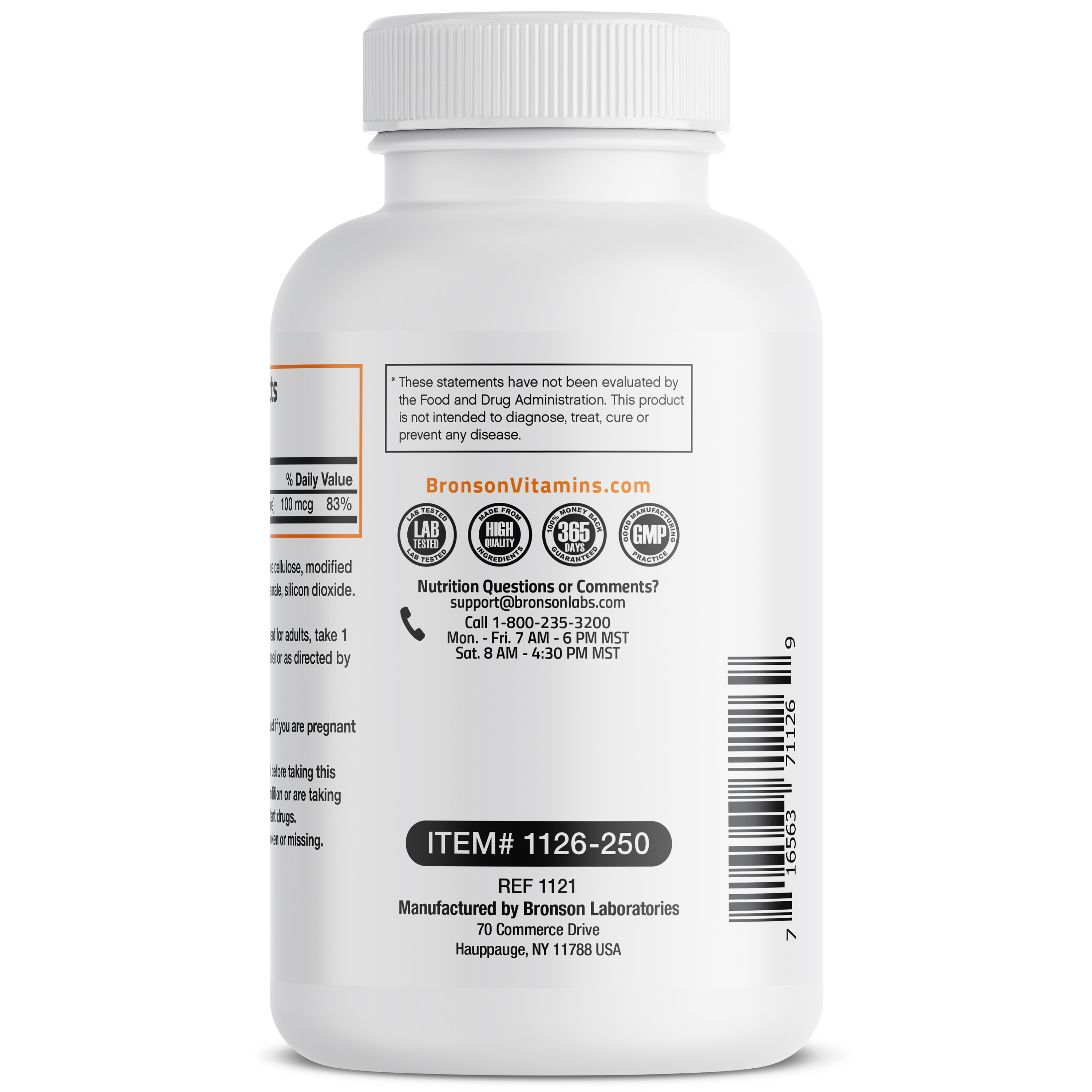 Bronson Vitamin K2 as MK-7 Menaquinone 100 mcg (per serving) - Non-GMO, Gluten Free, Soy Free, 250 Capsules
