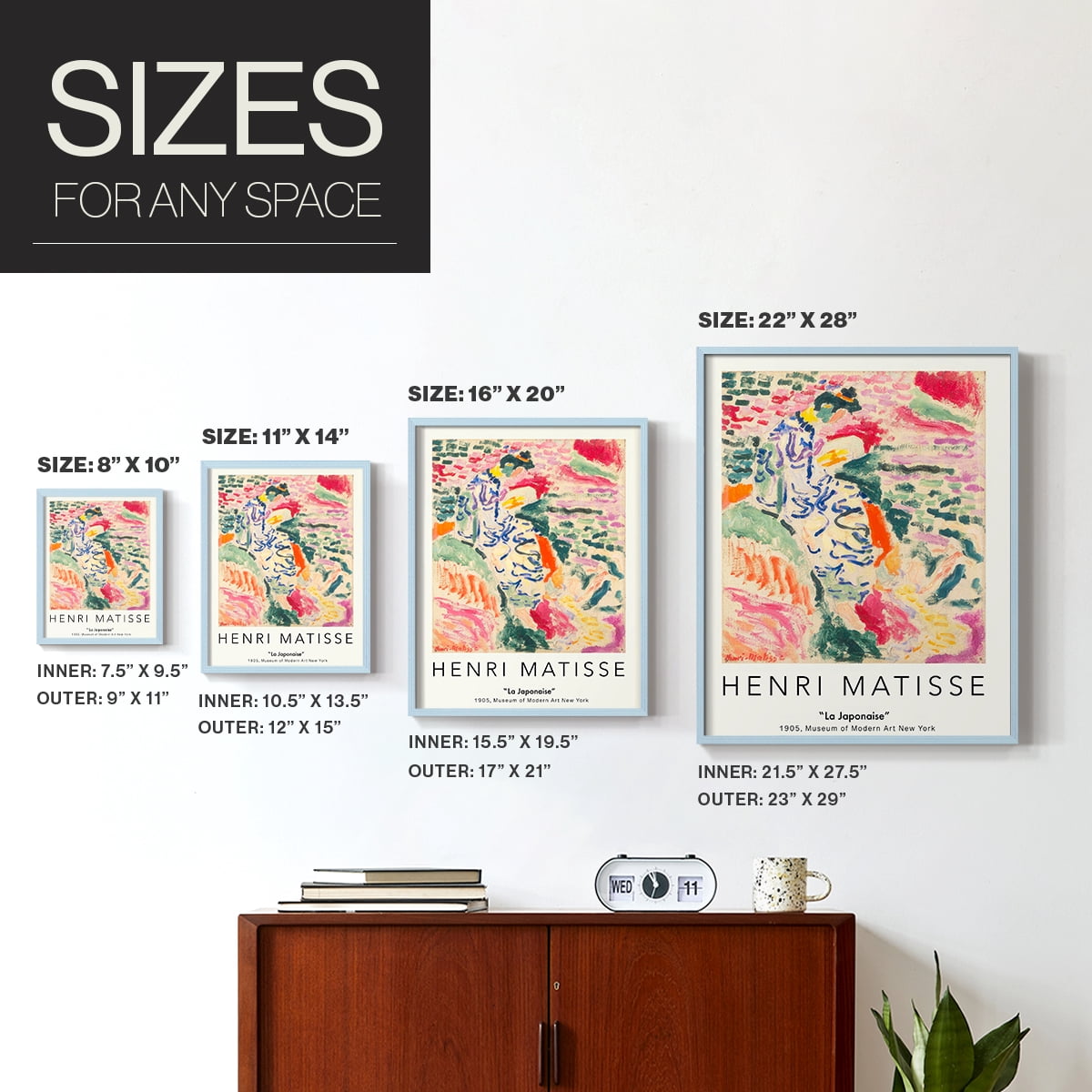 Matisse CLXXXI Framed Print in Blue Solid Wood 8 x 10 Framed Print