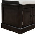 thumbnail image 3 of Espresso Solid Wood & MDF Storage Bench with 4 Doors & Adjustable Shelves, Removable Linen Cushion for Entryway & Living Room, 3 of 18