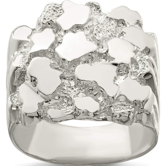 Sterling Silver Men's Nugget Ring (Size 10) Made In United States qr4455-10