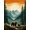 Orange Brown Teal, Pattern 13, variant on Design&I 8'x10' Washable Area Rug Extra Large Skid-Resistant Low Profile Cabin Cub Wildlife Woodland Forest Border Bathroom Sunset Medieval for Living Room, Family