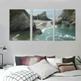 thumbnail image 3 of Nawypu  Framed Canvas Wall Art Print On Canvas Big Sur McWay Falls Pictures Posters Artwork for Living Room Bedroom Ready to Hang Wall Decor 12''x16''X3 Panels, 3 of 4