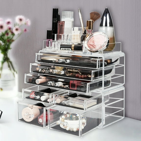 YeekTok SF-1122-1 4 Small & 3 Large Drawers Cosmetics Storage Rack Transparent