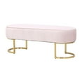 thumbnail image 4 of Elinor Bench ,Velvet Bench, Oval Velvet Bench, Oval Bench with Gold Legs, Backless Bench, Blue Velvet Footstool, Bedroom Bench, Entryway Bench, Living Room Bench, 4 of 5