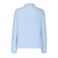 thumbnail image 7 of Blmnix Golf Shirts for Woman Light Blue Pinstripe V-Neck Sexy Plus Size Tops Flounce Long Sleeve Tops, 7 of 7