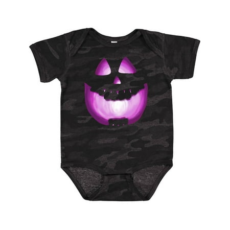 

Inktastic Toothy Grin Pumpkin Face in Grape Purple Glow Gift Baby Boy or Baby Girl Bodysuit