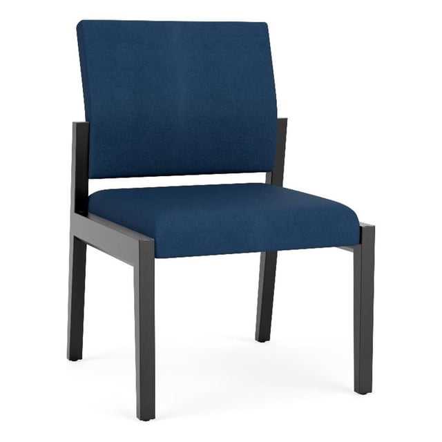 Pemberly Row Waiting Reception Armless Guest Chair Wood Frame in Blue