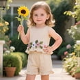 thumbnail image 2 of Xyant Toddler Baby Girl Clothes Knit Floral Fly Sleeve Tops Shorts Cute Summer Spring Outfits Infant Baby Girl Clothing Set (Beige,2-3 Years), 2 of 7