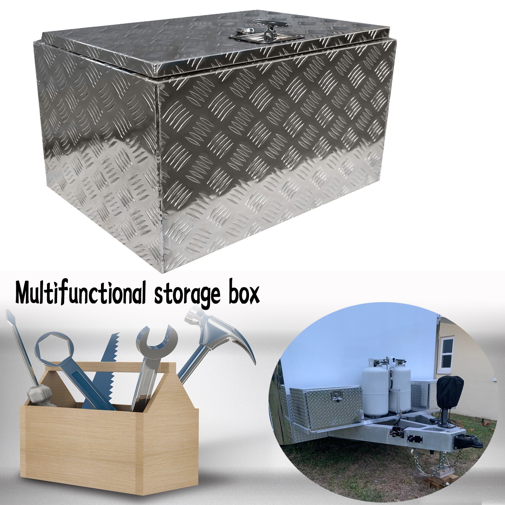 Genrics 24"x 16.9"x 17.9" Silver Aluminum Tool Box for ATV Camper Pickup RV Tool Storage