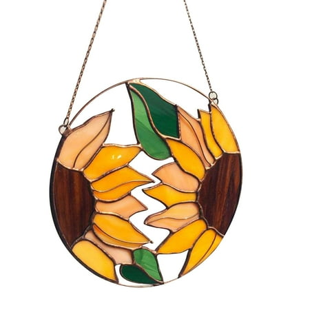 

AOOOWER Colorful Stained Acrylic Ornament Sunflower Wreath Window Hanging Pendant Decor