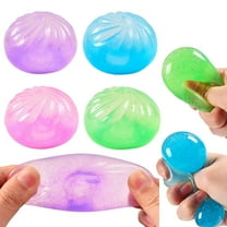 Giant Glitter Dumpling Squishy, Mega Rainbow Stress Relief Bun Toy, Soft Squeeze Decompression Dough for Adults , Cute Fidget Toy