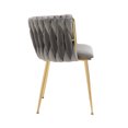 thumbnail image 5 of MOONMISS Modern Leisure Dining Chairs, Set of 2, Velvet Upholstered Accent Side Chair, Makeup Vanity Chair, Low-Back Accent Chair with Gold Metal Legs for Living Room Kitchen, Gray, 5 of 6