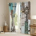 thumbnail image 3 of Farmhouse Windmill Curtains & Drapes, Rustic Cabin Lodge Blackout Curtains Barn Wooden Vintage Curtains Farmhouse Gifts For Women, Sunflower Dandelion Farm Animal Window Curtains 2 Panels 38"Wx54"L, 3 of 5
