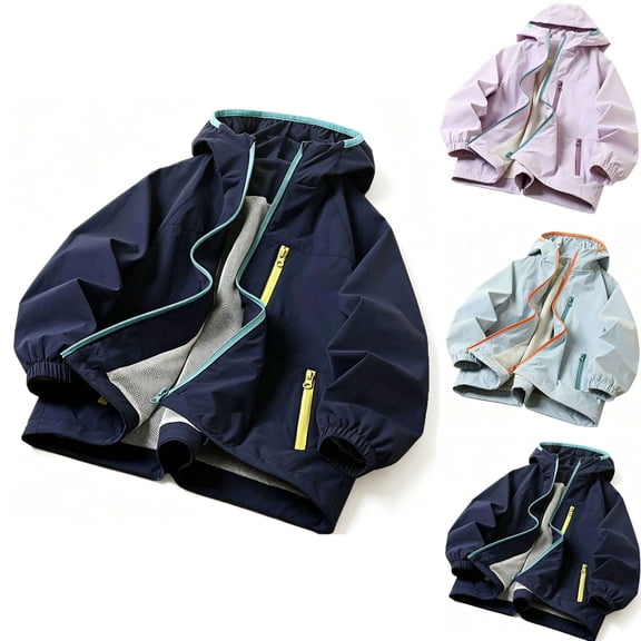 Jinhomg Kids Hooded Windbreaker Waterproof Boys Girls Lightweight Mesh Lining Raincoat Windproof Rain Jackets for Outdoor,Back To School 5-15Y