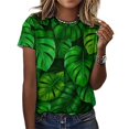 thumbnail image 3 of Palm Print T-Shirt O Neck Oversize T-Shirts Short Sleeve Classic Tees Women Summer Graphic Tops, 3 of 5