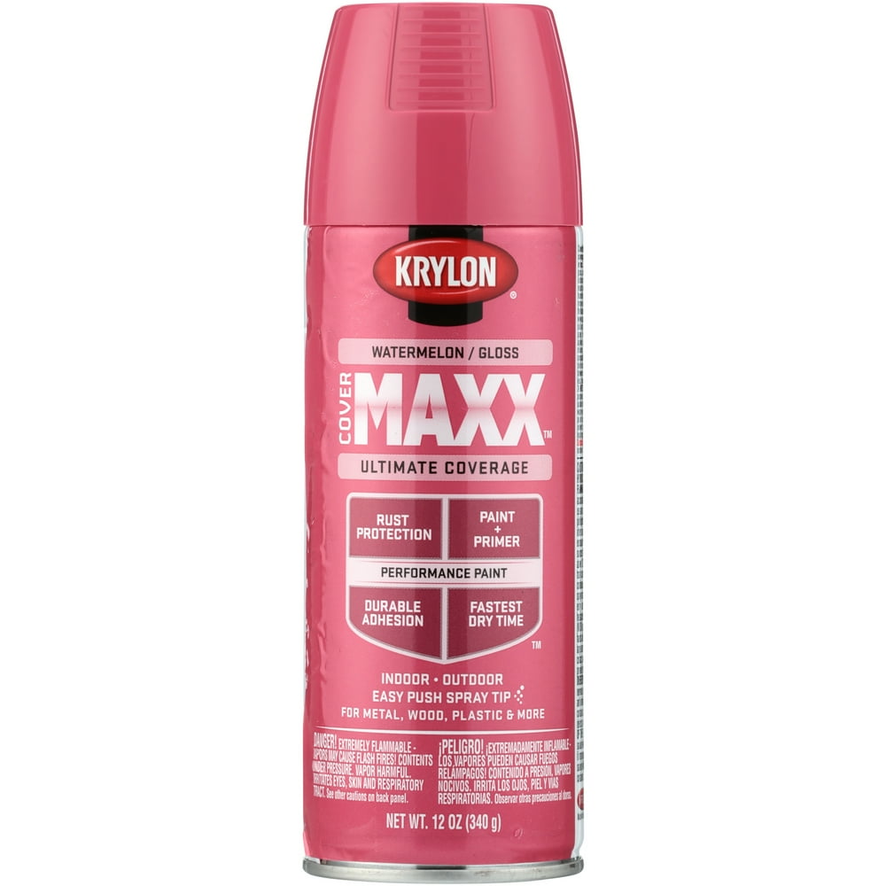 Krylon COVERMAXX Ultimate Coverage Gloss Spray Paint, Watermelon, 12 Oz