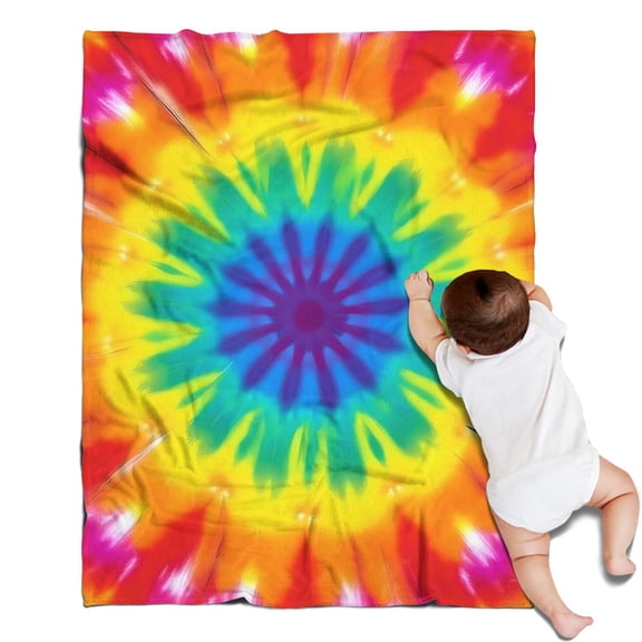 Rainbow Tie Dye Mandala Pattern Blanket,Comfortable Soft Flannel Throw Blanket,All Season,Warm Lightweight Blankets for Sofa Bed Couch Living Room Chair,30"x40"