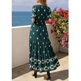 thumbnail image 6 of PRETTYGARDEN Womens Summer Boho Maxi Dress Trendy Short Sleeve V Neck Flowy Beach Floral Dresses with Pockets, 6 of 8