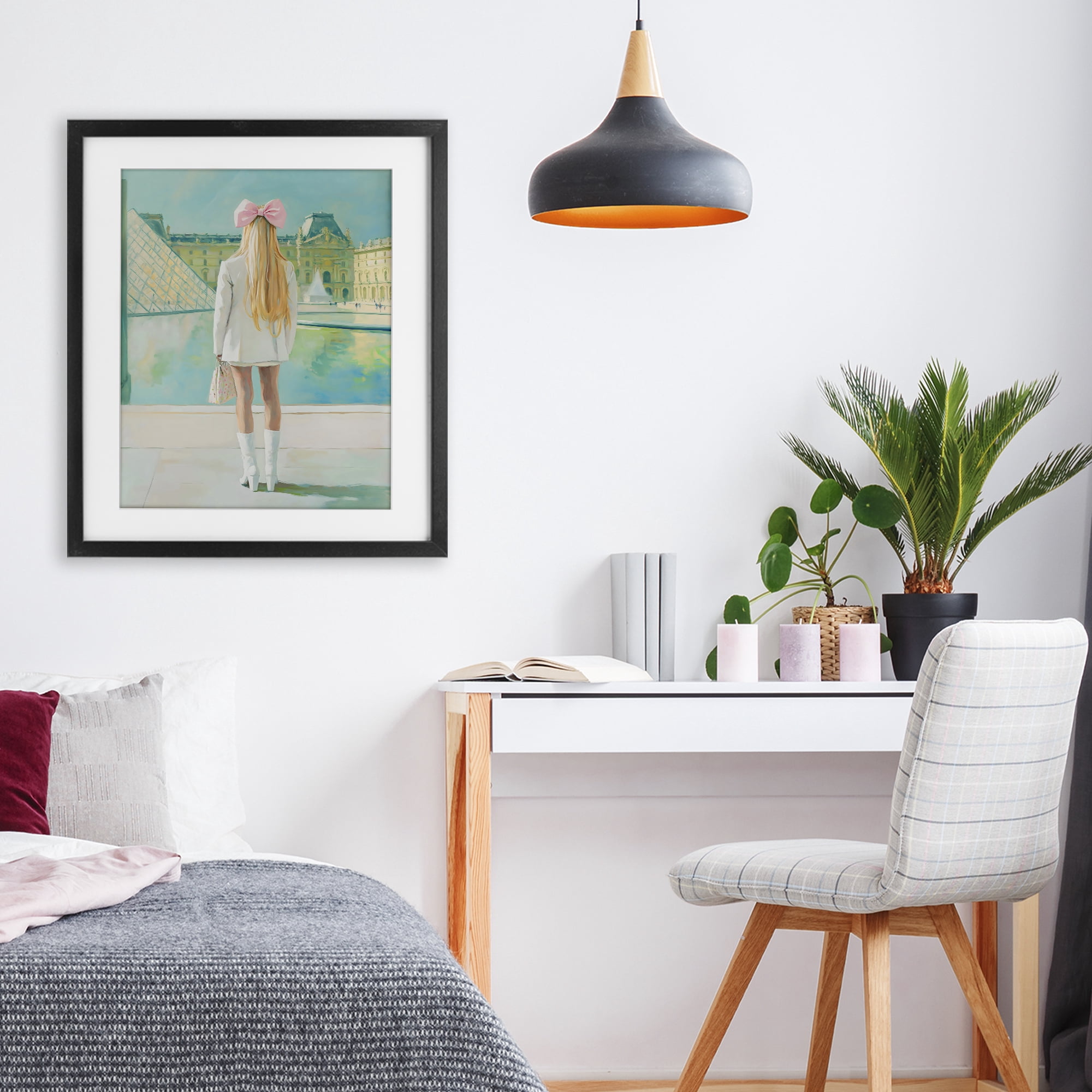 Stupell Industries Girl In Paris Observing Black Framed Print Under Glass, design by The Prints Vibe