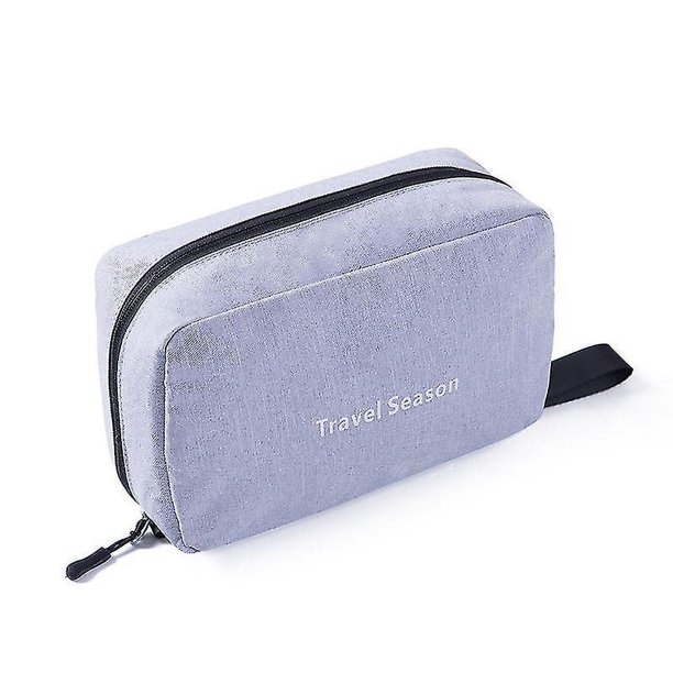 Bolsa de cosméticos, bolsa de almacenamiento multifuncional portátil de nailon, que contiene artículos de tocador de viaje de gran capacidad, bolsa de ducha impermeable para maquillaje, gris