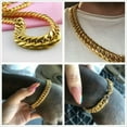 thumbnail image 2 of Women Men Gold Plated Stainless Steel Curb Cuban Link Chain Necklace 20mm, 2 of 9