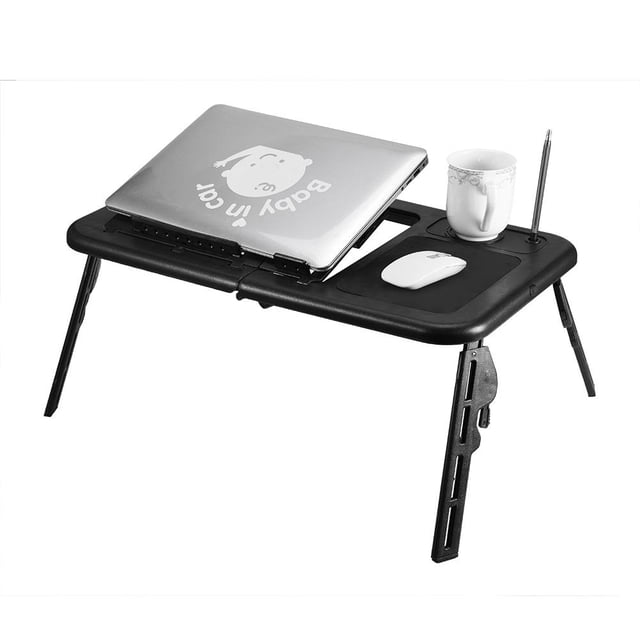 LAFGUR Adjustable Portable Folding Table Bed Desk Stand For Computer Laptop Notebook PC(Black),Notebook Folding Desk,Notebook Cool Fan Desk